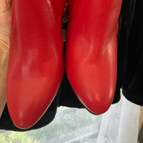 Red High Heel Ankle Boots - Picture 2 of 6